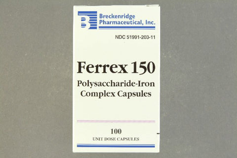 Ferrex Polysaccharide Iron 150 mg Capsule 100 per Box