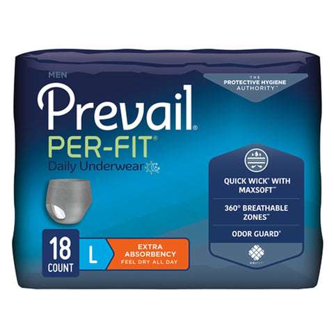 Prevail Per-Fit Men Adult Moderate Absorbent Underwear,White