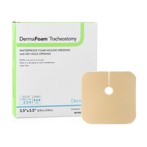 DermaRite DermaFoam Tracheostomy Waterproof Foam Wound Dressing