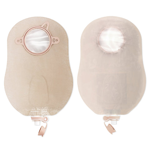 Urostomy Pouch with Tap and Anti-Reflux, Belt Tabs, ComfortWear Panels, Transparent and Beige Options